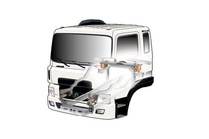 Hệ thống treo cabin xe bồn xi téc chở axit Hyundai HD360